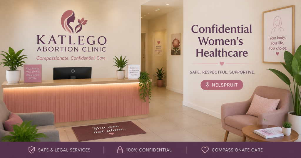 Katlego Abortion Clinic reception area in Nelspruit offering confidential women's healthcare